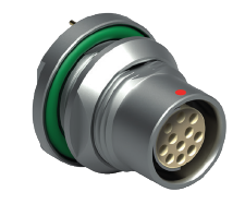 Соединитель цилиндрический панельный Push-pull, серии Core brass, 4 контакта штырь, пайка на провод, IP68 изображение 0