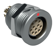 Соединитель цилиндрический панельный Push-pull, серии Core brass, 4 контакта штырь, пайка на провод, IP50 изображение 0