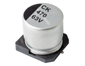 Электролитический конденсатор SMD, Ø6.3x7.7 мм, 150 мкФ ±20%, 25 В, 2000 ч, +105 °C изображение 0