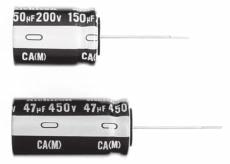 Электролитический конденсатор выводной, Ø18x31.5 мм, 68 мкФ ±20%, 400 В, 12 000 ч, миниатюрные, большой ток пульсации изображение 0