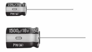 Электролитический конденсатор выводной, Ø8x11.5 мм, 15 мкФ ±20%, 100 В, 3 000 ч, миниатюрные, низкий импеданс изображение 0