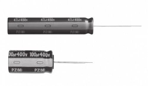 Электролитический конденсатор выводной, Ø16x40 мм, 82 мкФ ±20%, 450 В, 2 000 ч, высоковольтные, миниатюрные изображение 0