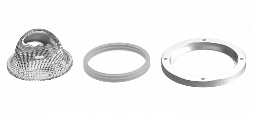 Одиночная линза c алюминиевым холдером и силиконовой прокладкой, круглая, 37 диаграмма, Боросиликатное стекло, IP, 78*78*45, 2 мм изображение 0