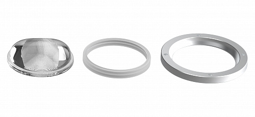 Одиночная линза c алюминиевым холдером и силиконовой прокладкой, круглая, 60*140 диаграмма, Боросиликатное стекло, IP, 78*78*25.5 мм изображение 0