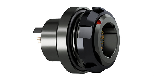 Соединитель цилиндрический панельный Защёлка Push-Pull, серии AMC Easy-Clean, 7 контактов, подпружиненный контакт, пайка на провод, IP6K8 / IP6K9K изображение 0