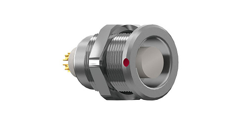 Соединитель цилиндрический панельный Защёлка Push-Pull, серии MINI-SNAP L, 4 контакта, гнездо, пайка на провод, IP50 изображение 0