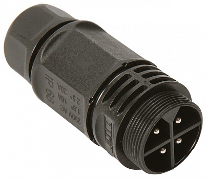 Разъём кабельный, male, 4 контакта, IP68 изображение 0