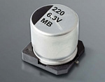 Электролитический конденсатор SMD, Ø6.3x5.8 мм, 330 мкФ ±20%, 6,3 В, 2000 ч, +105 °C