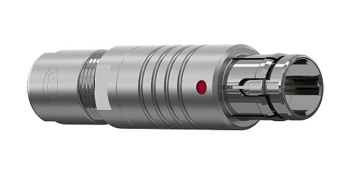 Соединитель цилиндрический кабельный Защёлка Push-Pull, серии MINI-SNAP B, 4 контакта, штырь, пайка на провод, IP68 изображение 0